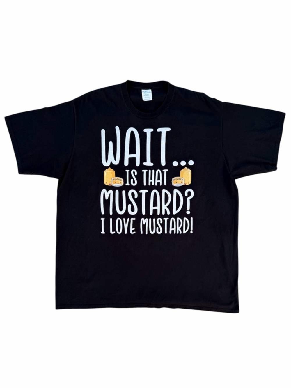 Port & Co Black I Love Mustard Crew Neck Short Sleeve Graphic T-Shirt ~ 2XL